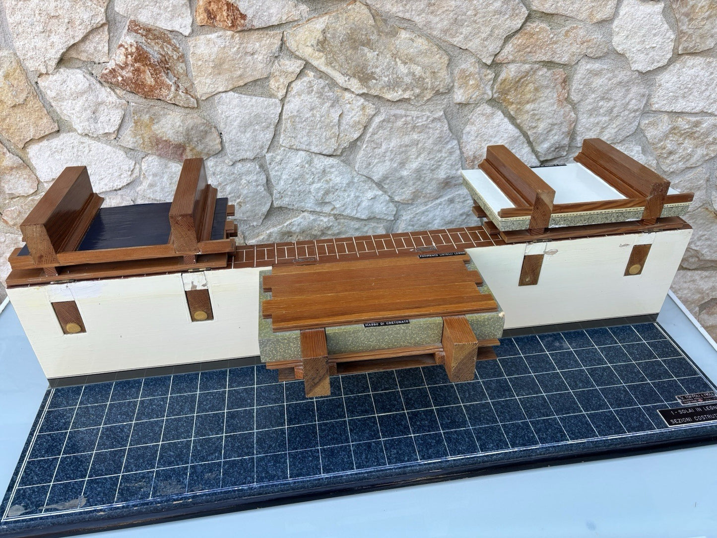 Modello Architettonico E Didattico Vintage In Legno-Toffoli E Figli-