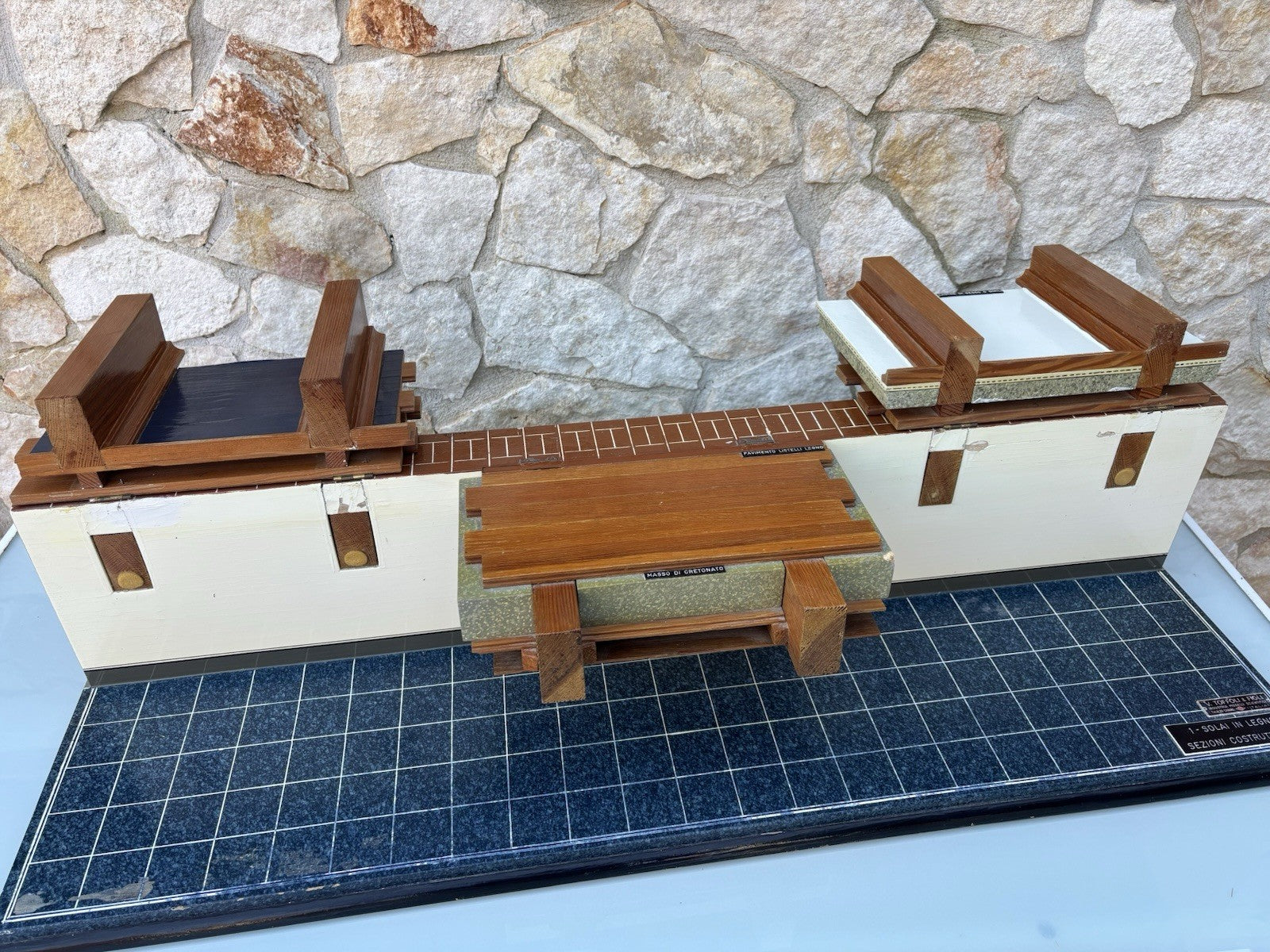 Modello Architettonico E Didattico Vintage In Legno-Toffoli E Figli-