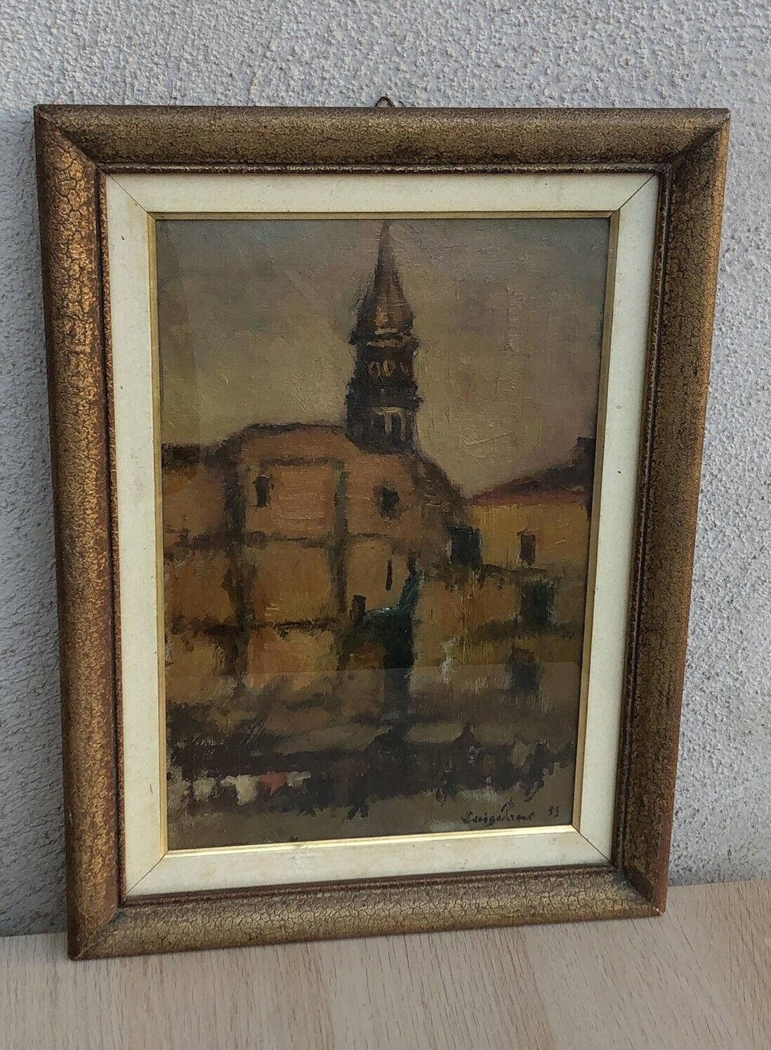 Vecchio Quadro -Nei Pressi Del Campanile- dipinto a olio su tavoletta