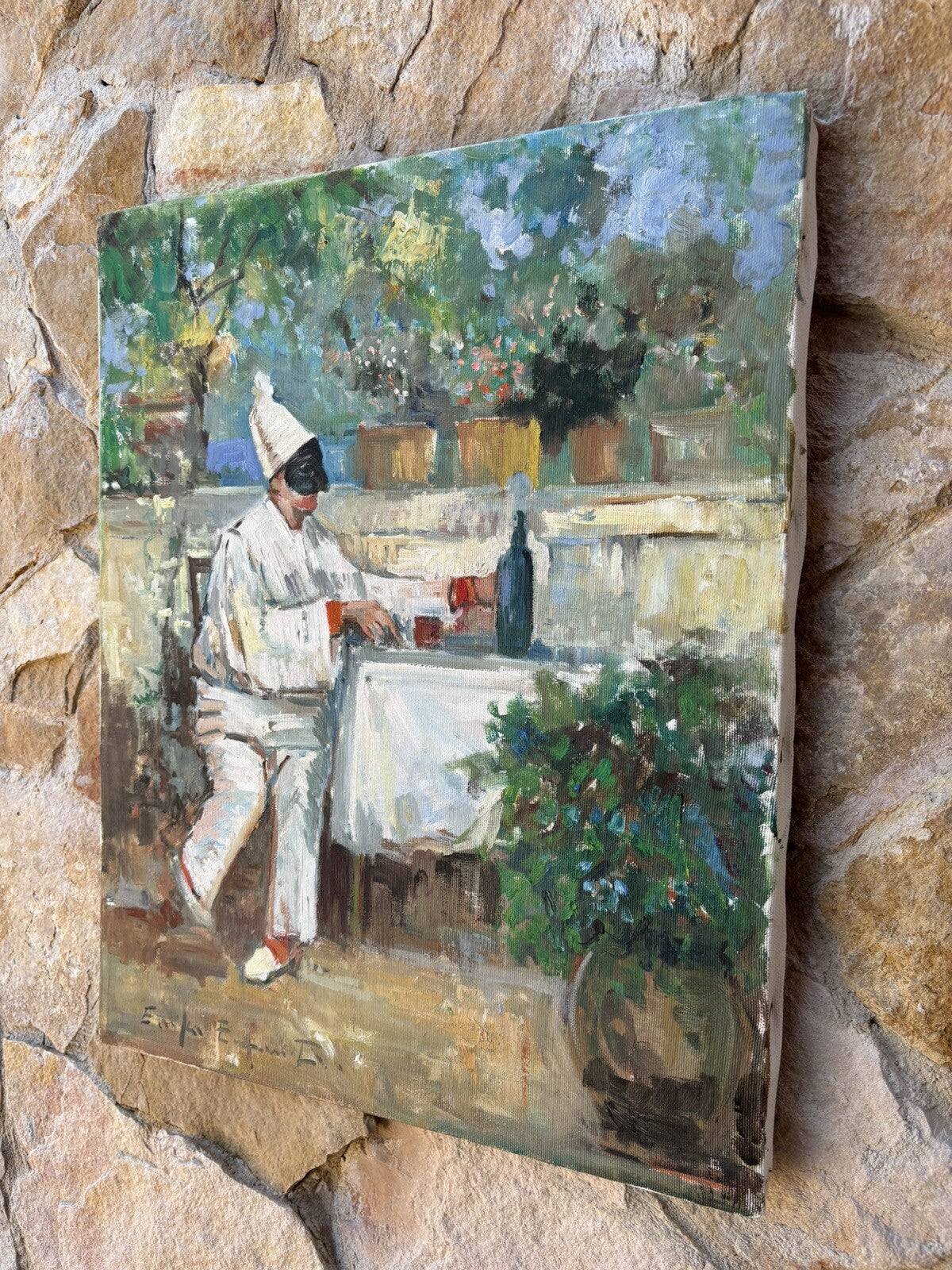 Quadro vintage -Pulcinella- dipinto a olio su tela