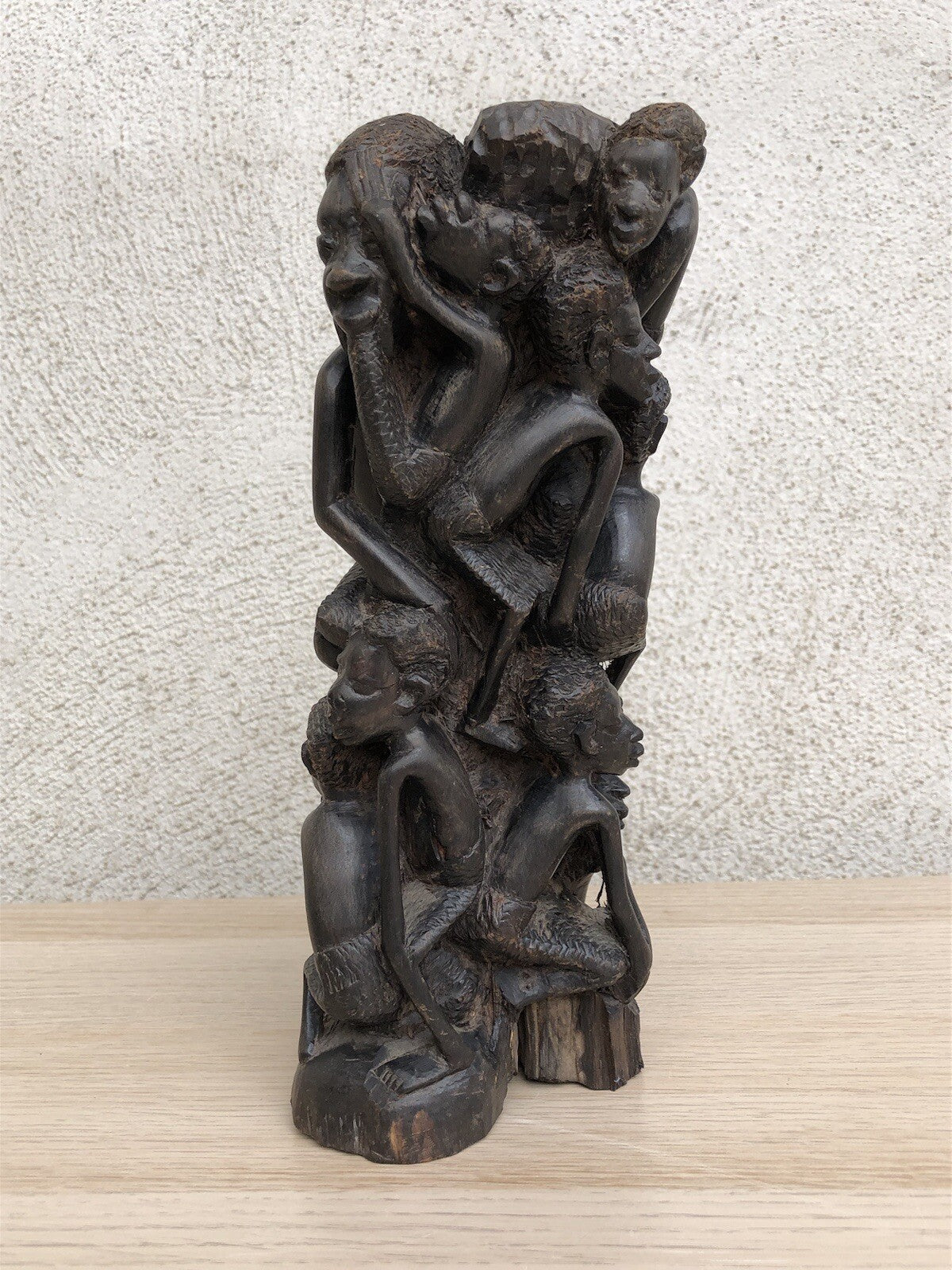 Scultura Vintage Africana Intagliata In Legno