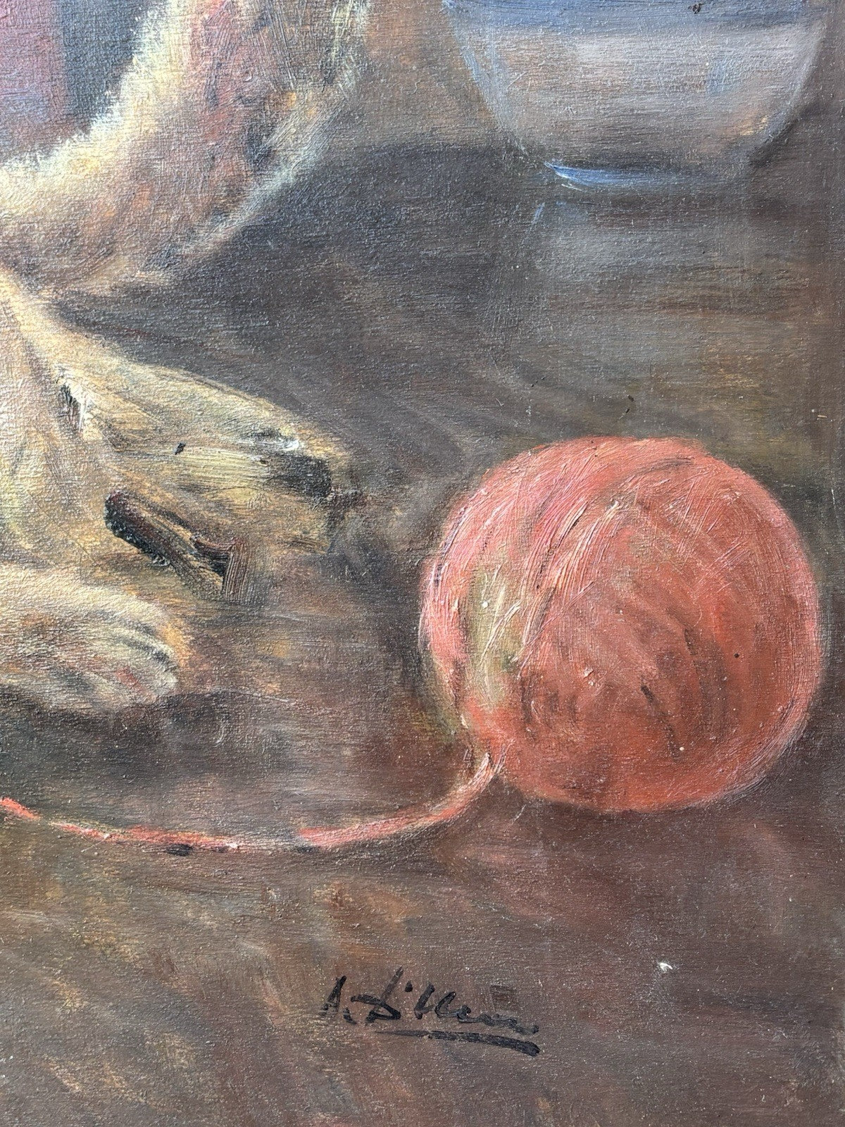 Quadro -Gatto Con Gomitolo- Antonio D’Urso dipinto a olio