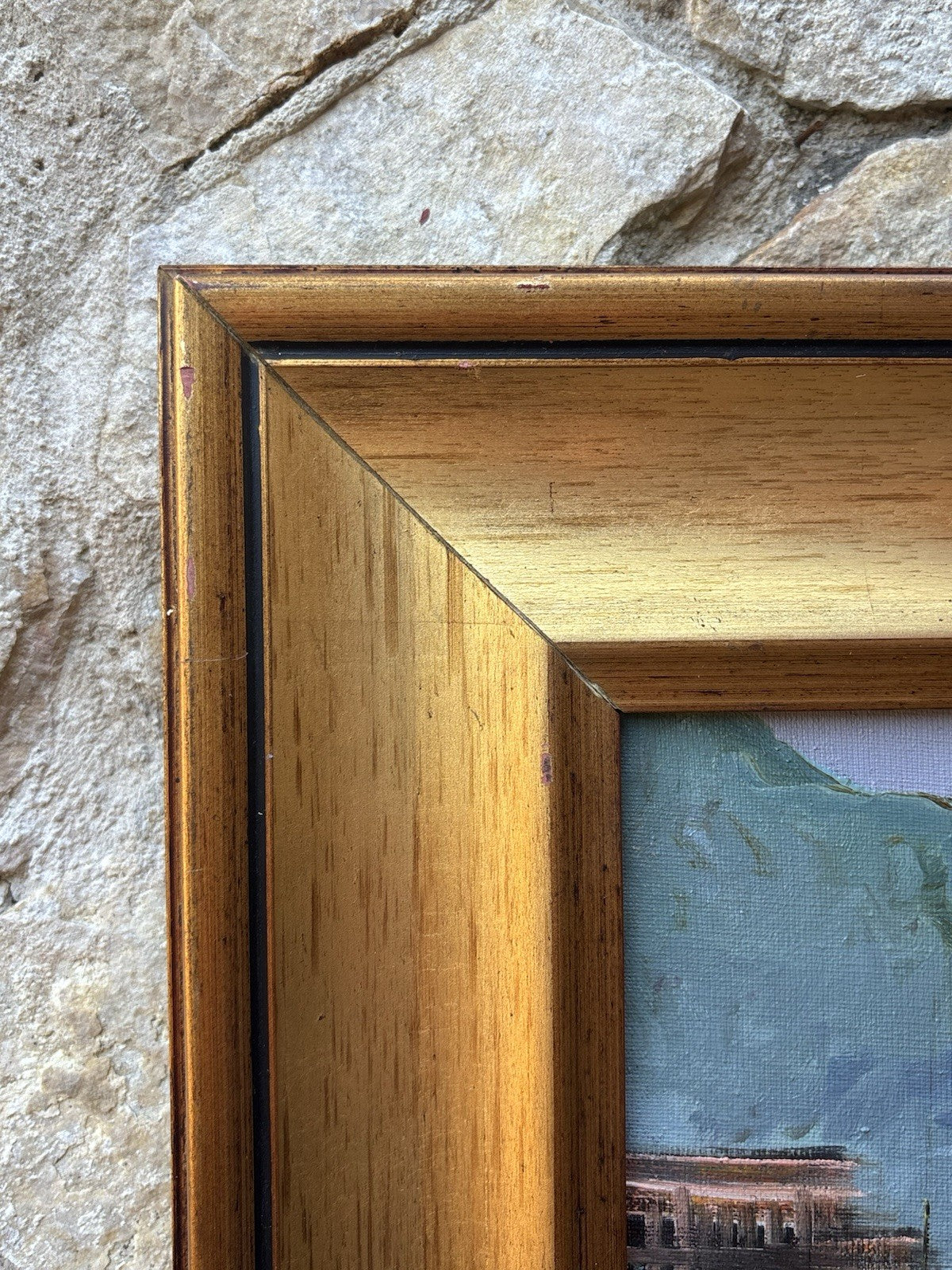 Quadro -Barche Al Porto- dipinto a olio su tela