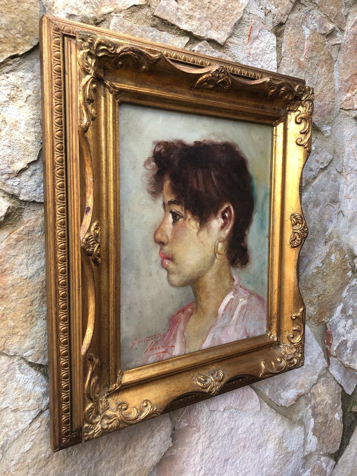 Quadro -Profilo Di Donna- Giovanni Pane dipinto a olio su tela