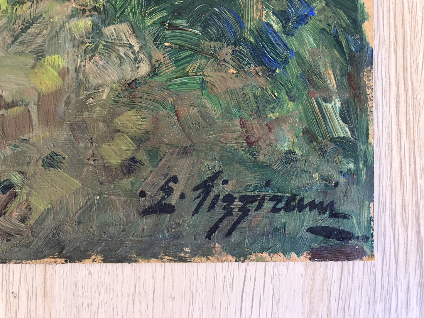 Quadro vintage-Paesaggio-dipinto a olio su masonite