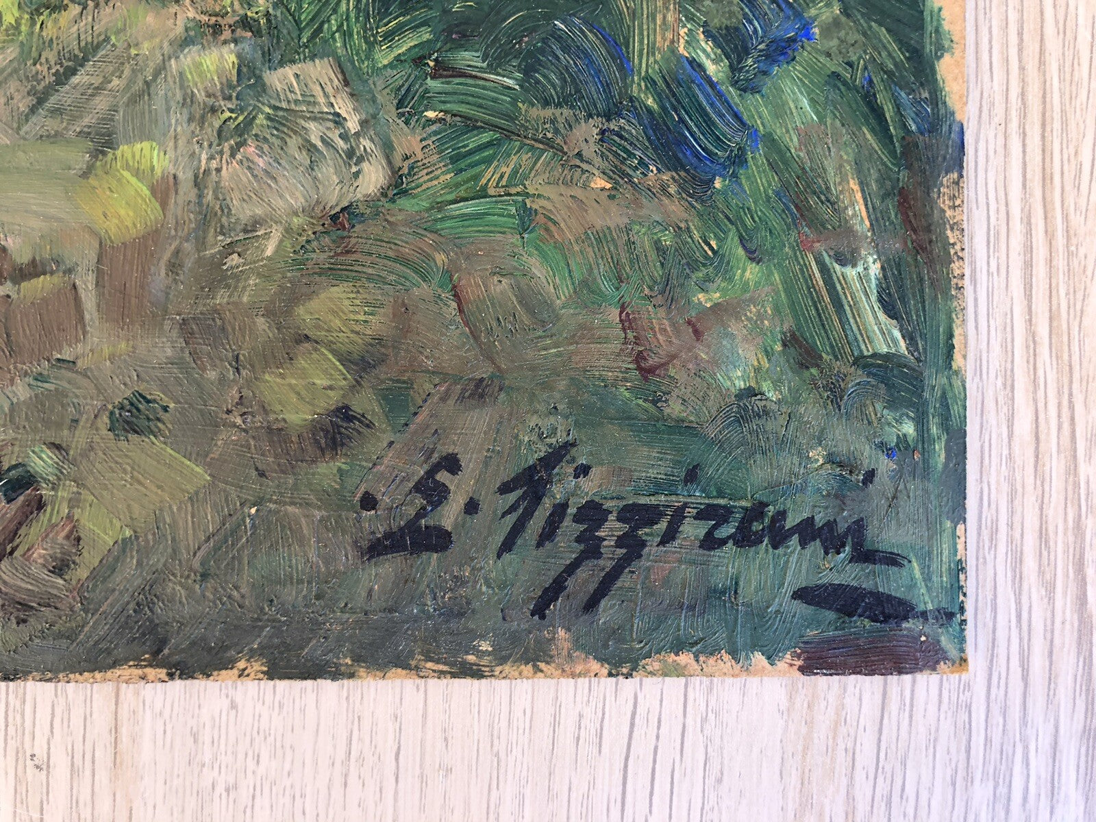 Quadro vintage-Paesaggio-dipinto a olio su masonite