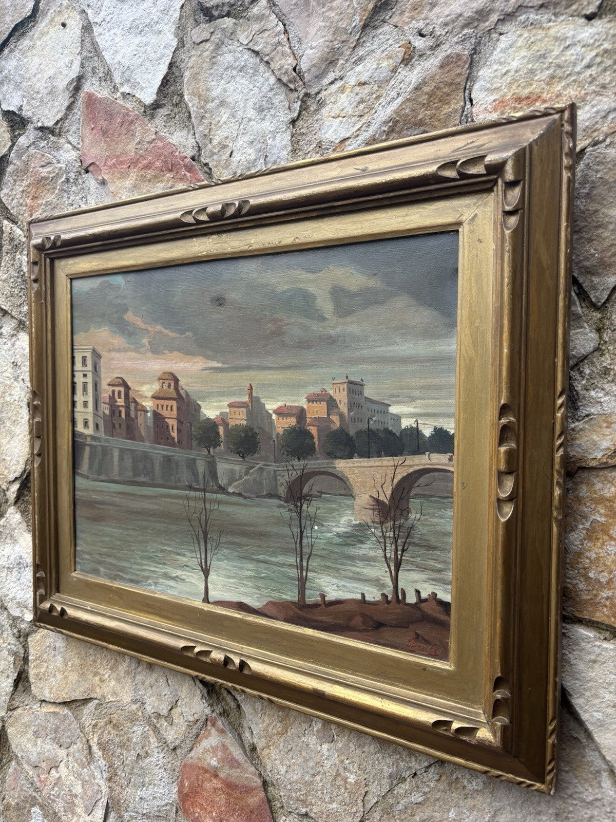 Quadro -Paesaggio Di Città- dipinto a olio su tela