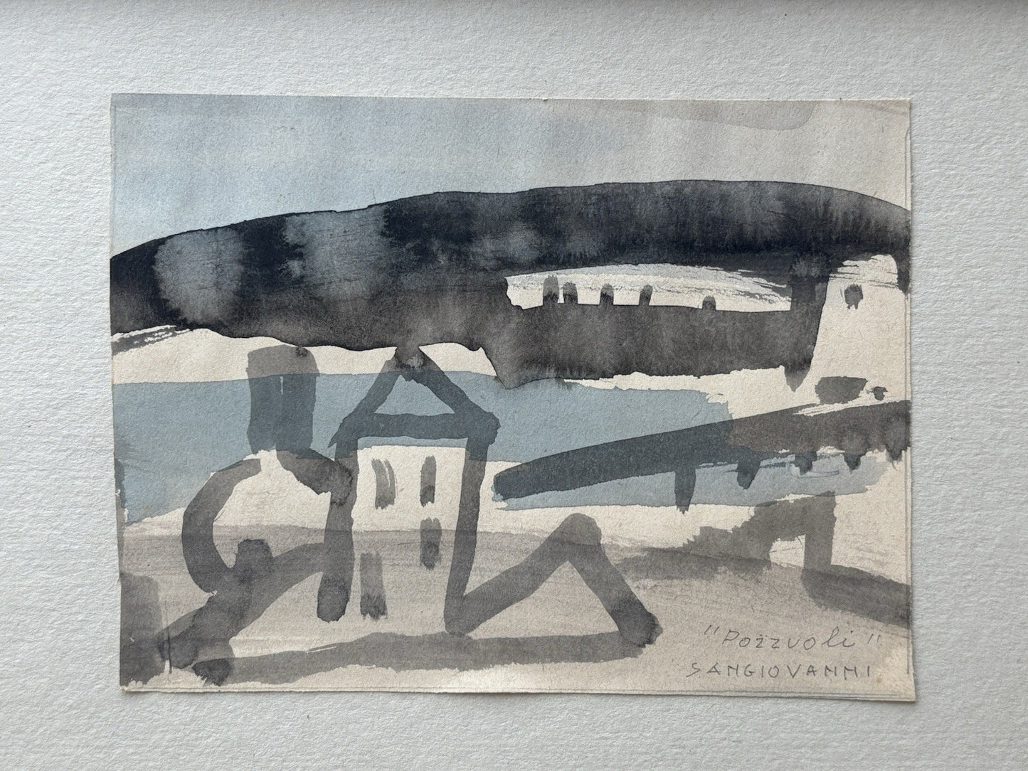 Quadro -Pozzuoli- Mario Sangiovanni acquerello su carta
