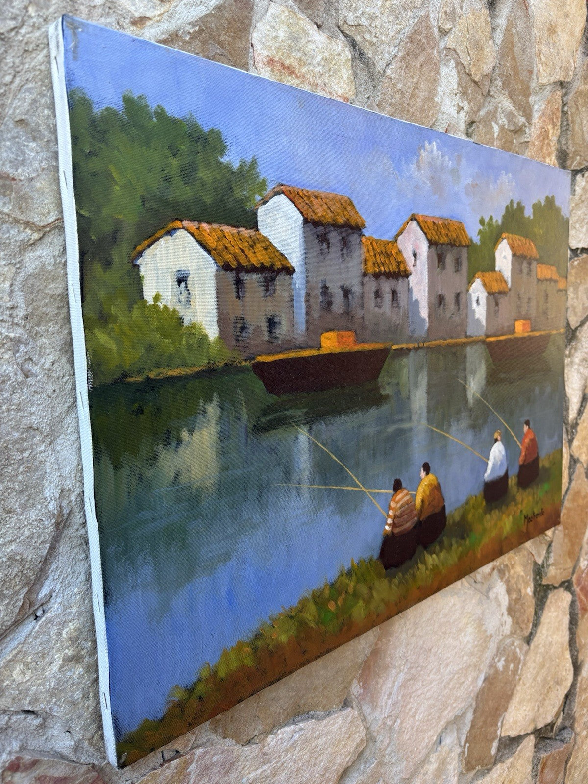 Quadro -Pesatori- Adolfo Mastrovito dipinto a olio su tela