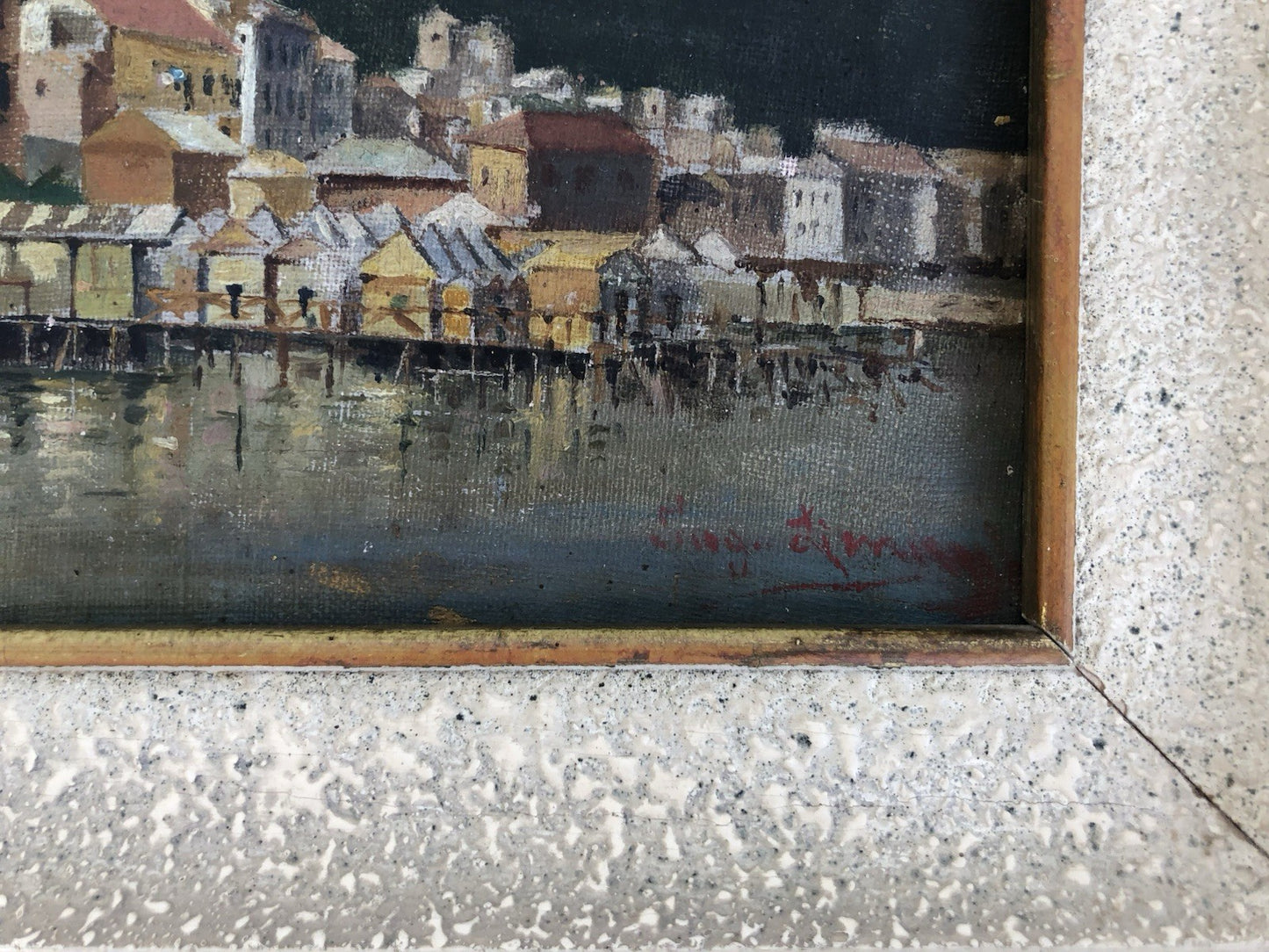 Quadro antico -Lungomare- dipinto a olio su tela