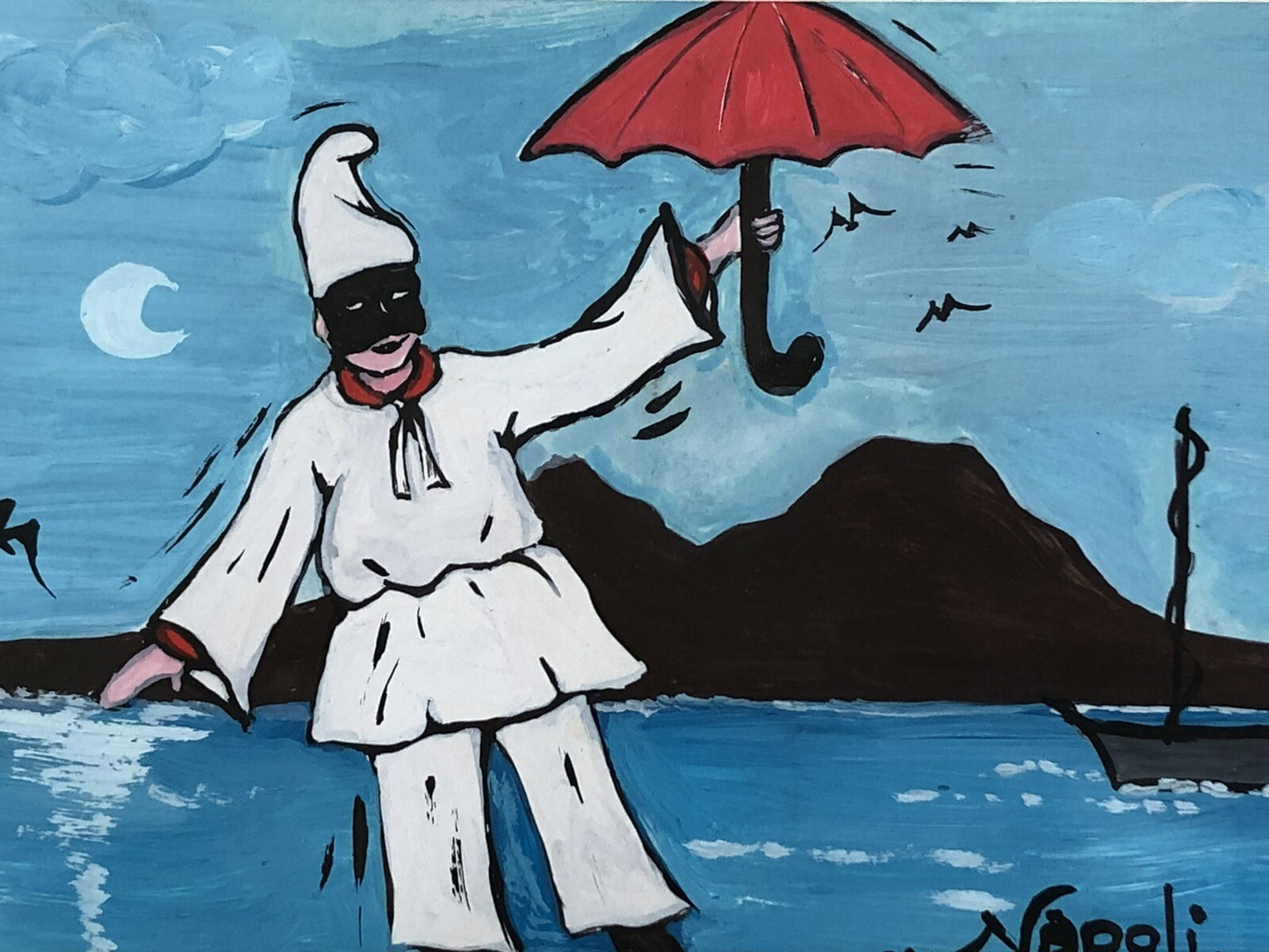 Quadro Vintage Pulcinella Dipinti A Tecnica Mista