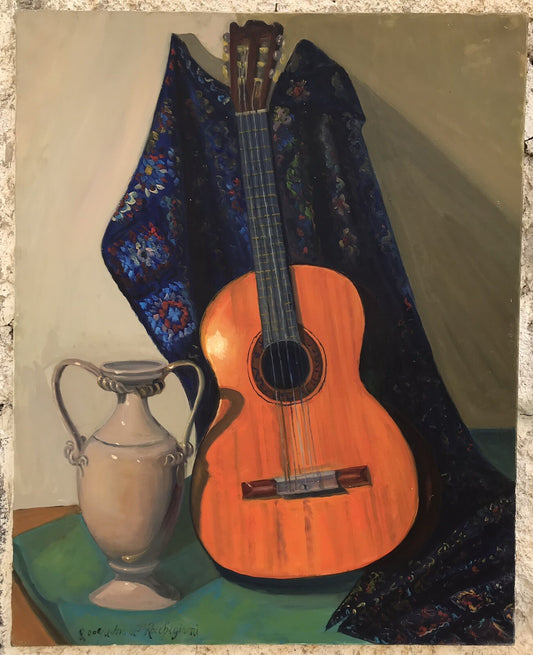 GRANDE QUADRO -CHITARRA-DIPINTO A OLIO SU TELA 80x100