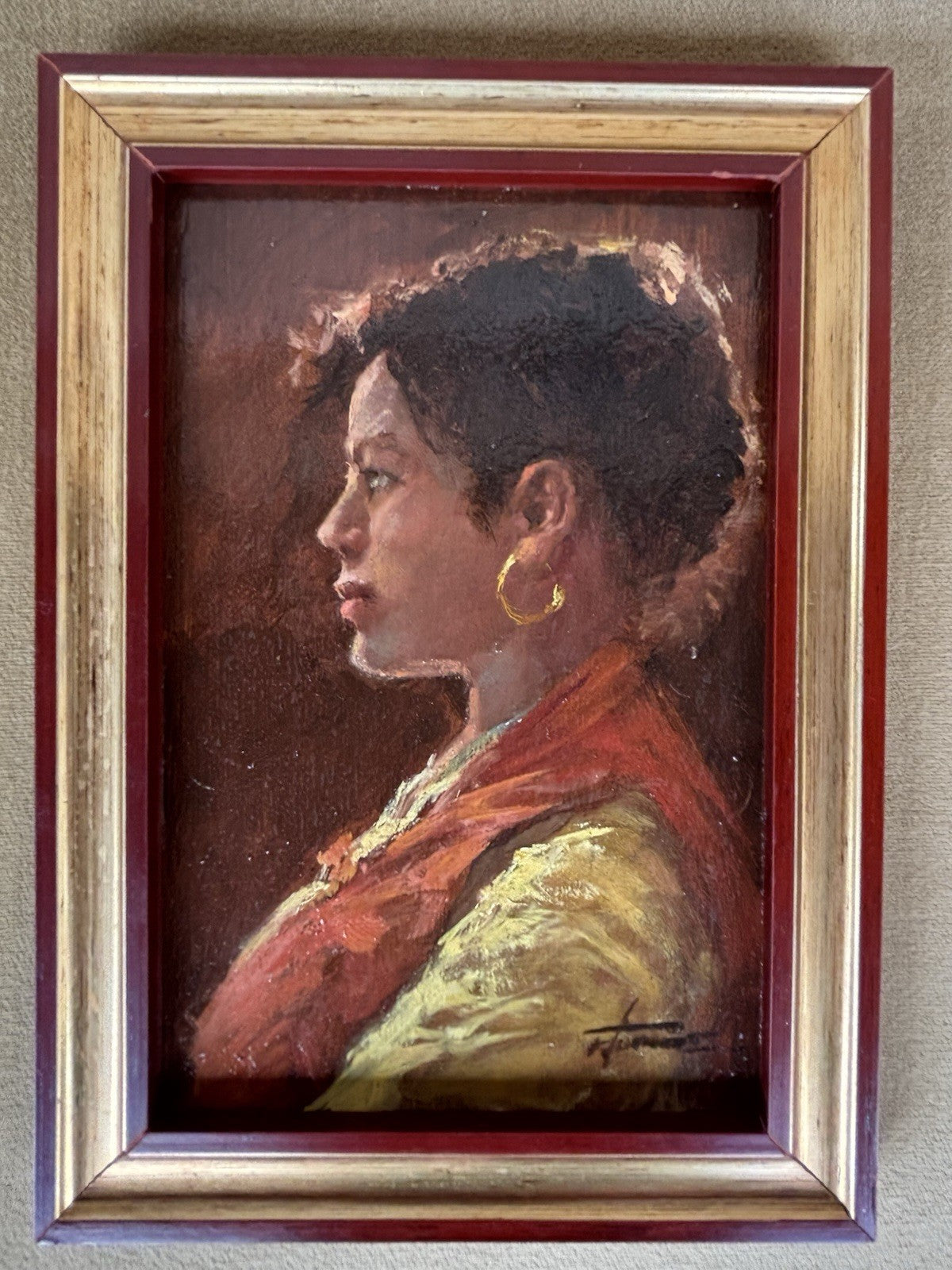 Quadro -Profilo Di Donna- Francesco Tammaro dipinto a olio su tavoletta