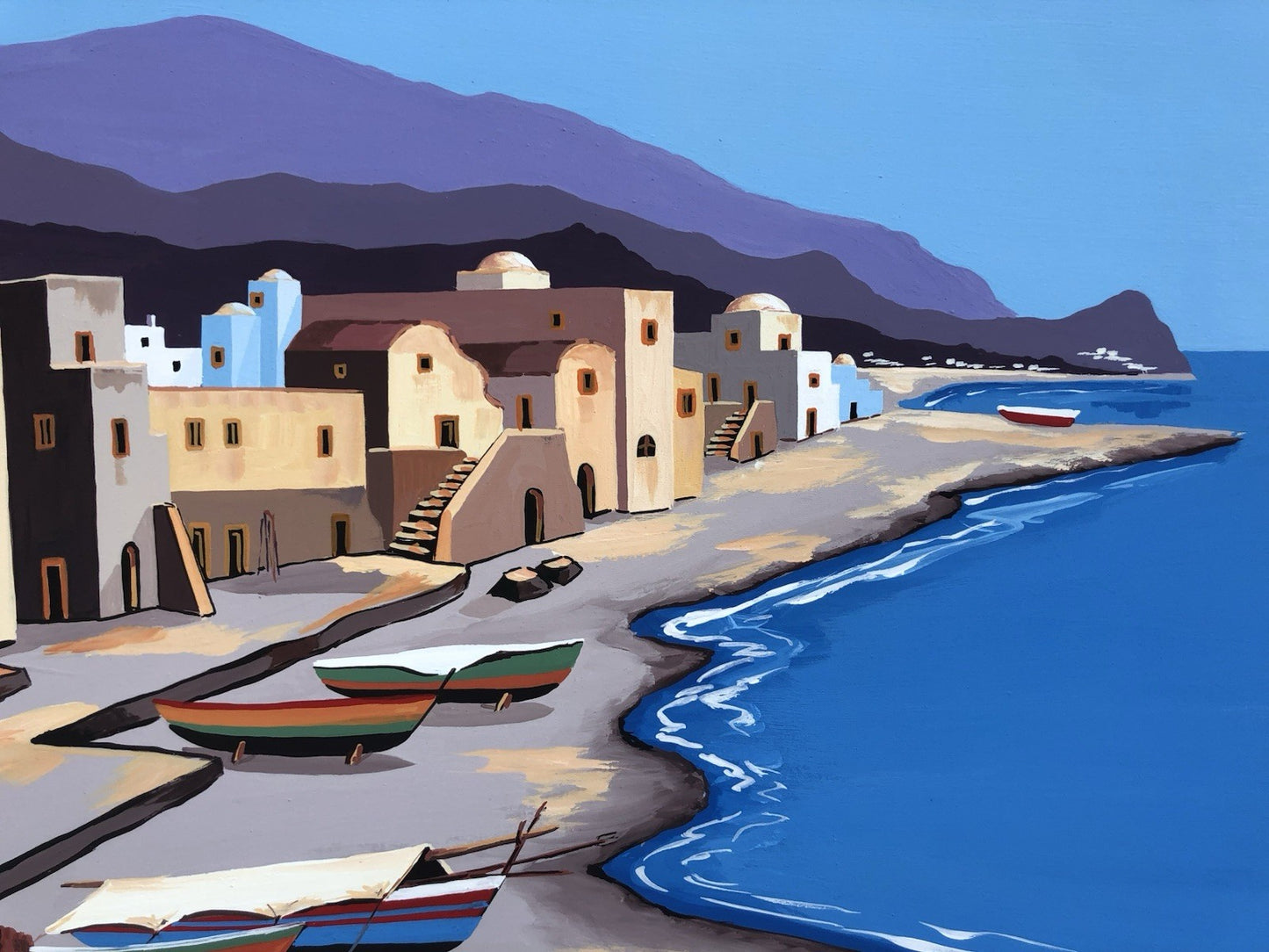 Quadro -Case Mediterranee- Vincenzo Pugliese dipinto a olio su tela