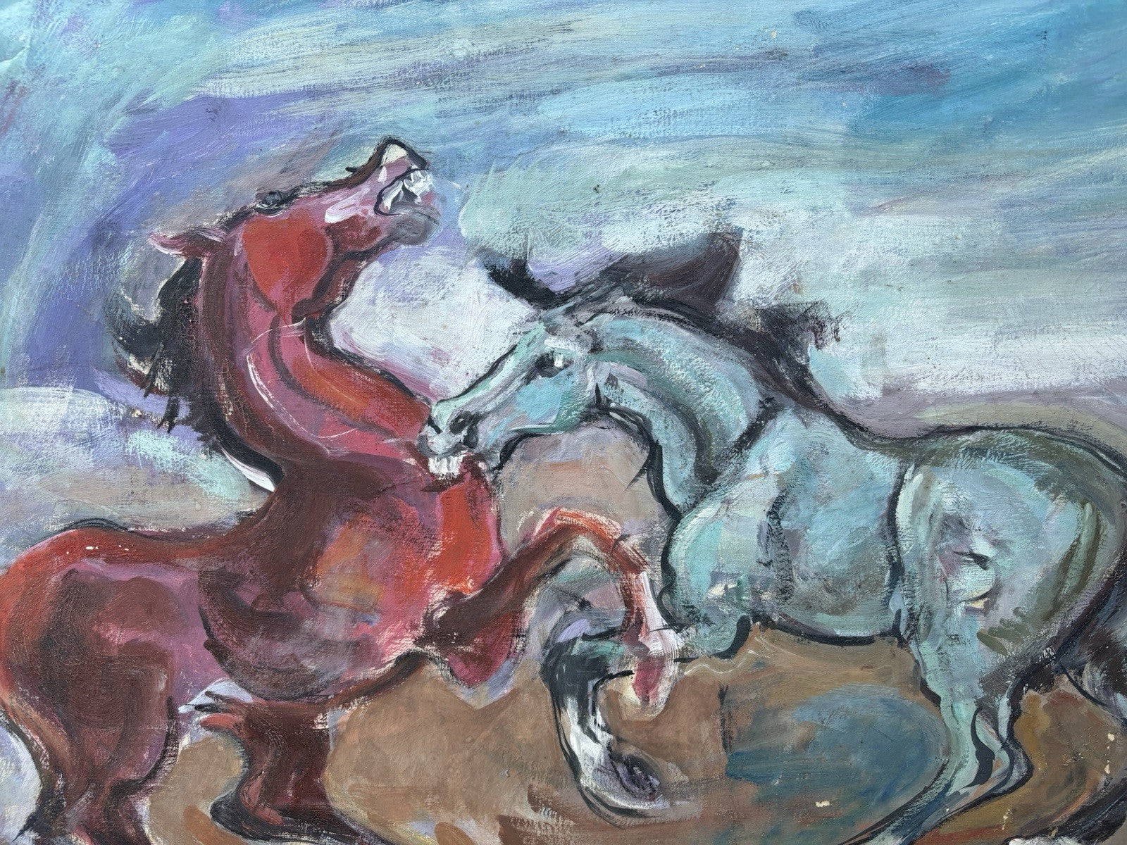 Quadro -Cavalli- Ferruccio Torraca- dipinto a olio su tela