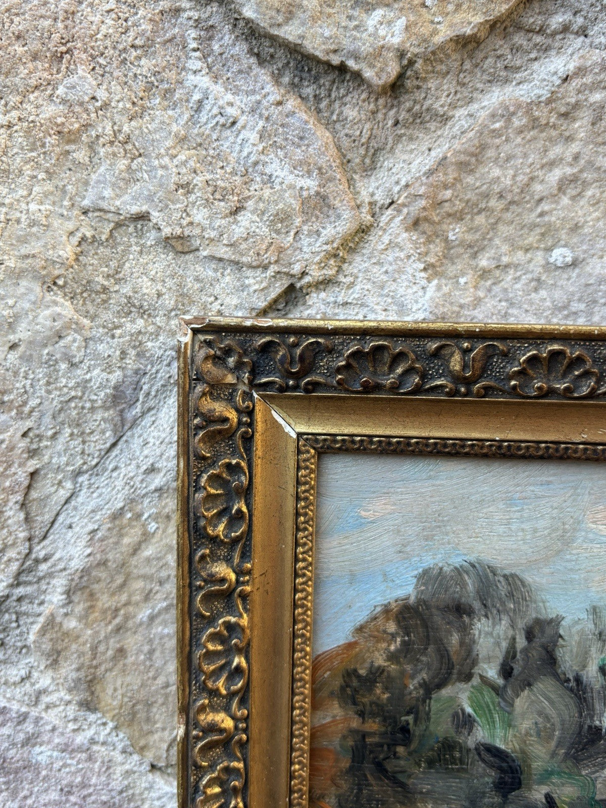 Quadro -Paesaggio Con Figure- Francesco Di Marino dipinto a olio su tavoletta