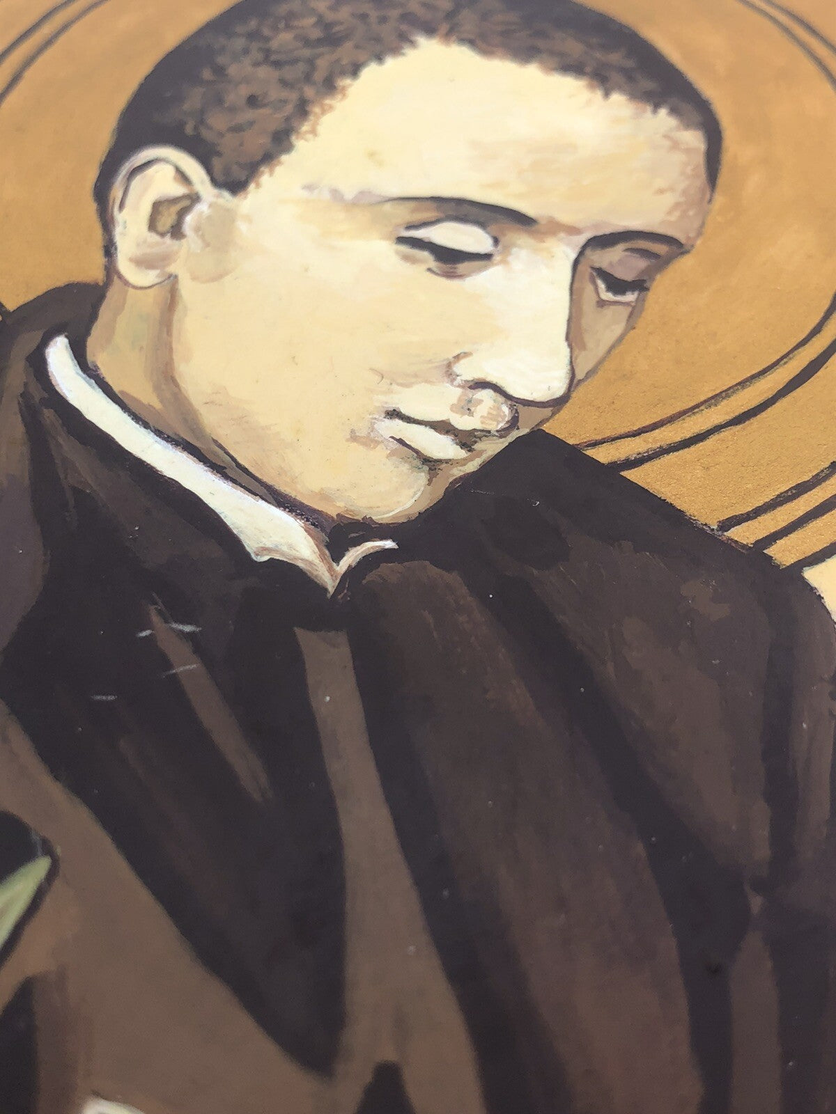 Dipinto San Luigi Gonzaga su mattonella Vintage