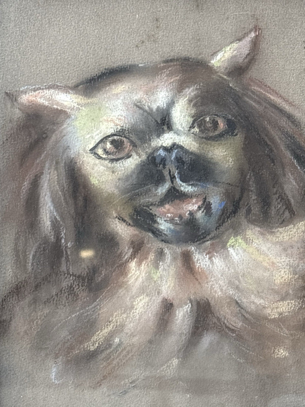 Quadro antico -Figure Animali- Federico De Curtis- pastello su carta