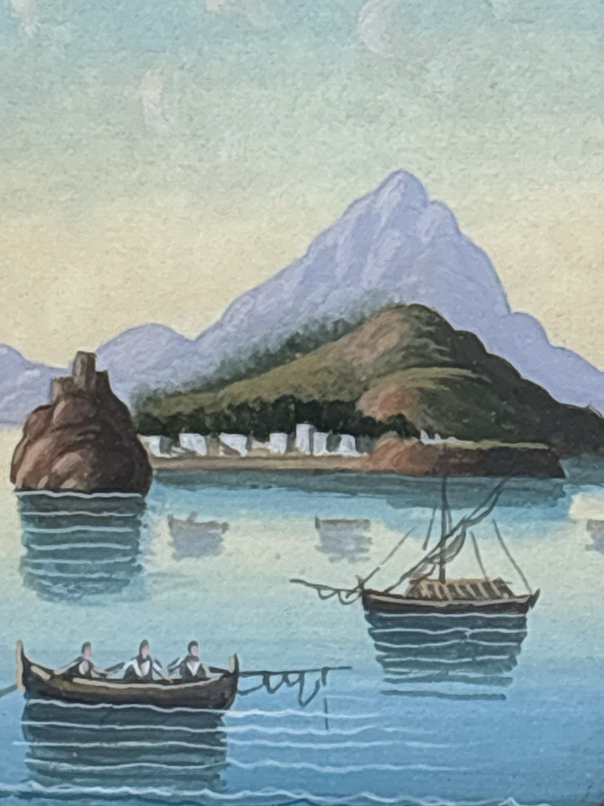 Coppia Di Quadri Vintage Gouache Dipinti -Napoli-