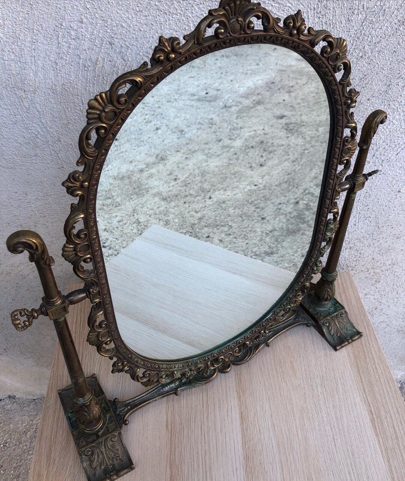 Grande specchio da tavolo- toeletta vintage in ottone