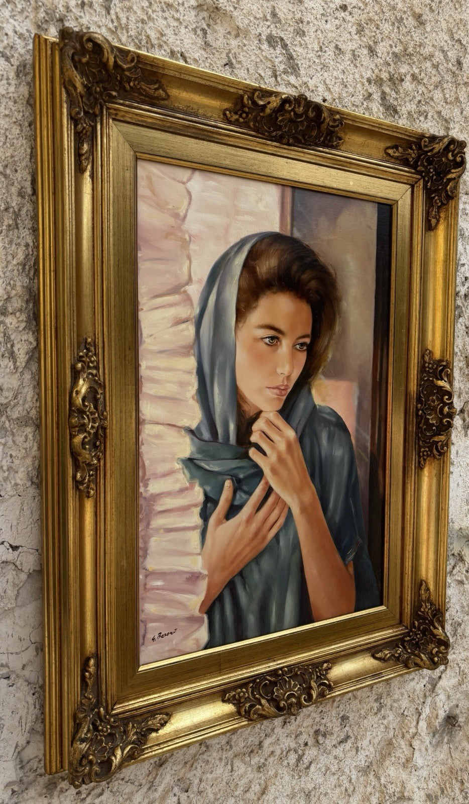 Quadro -Volto Femminile- Gigi Barone dipinto a olio su tela
