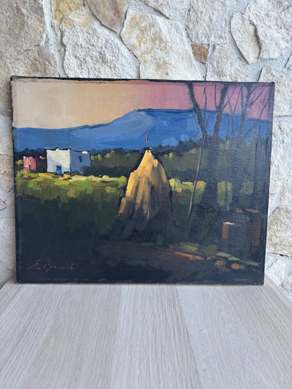Quadro -Paesaggio Di Campagna- Enrico Bonè dipinto a olio su tela