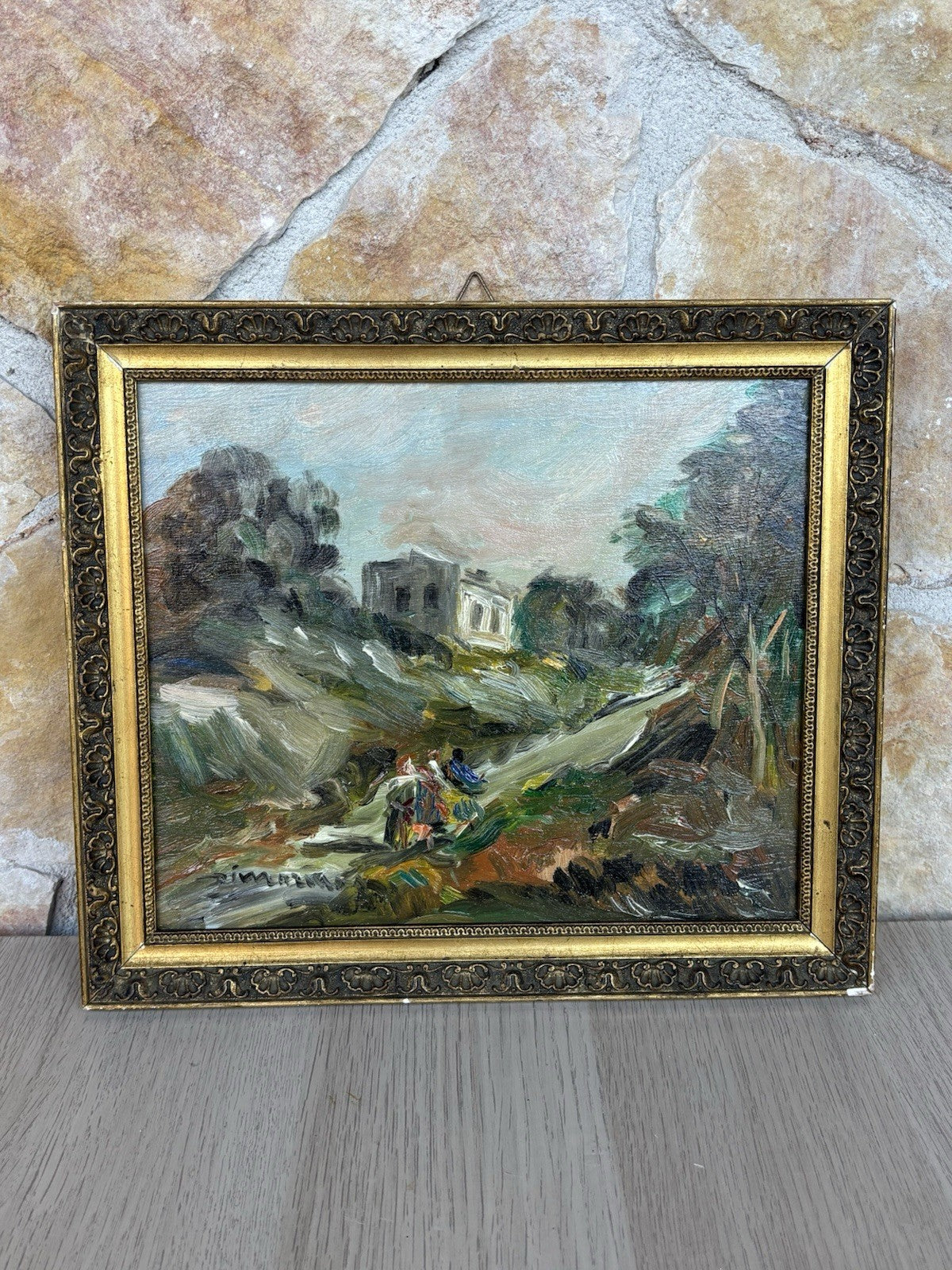 Quadro -Paesaggio Con Figure- Francesco Di Marino dipinto a olio su tavoletta
