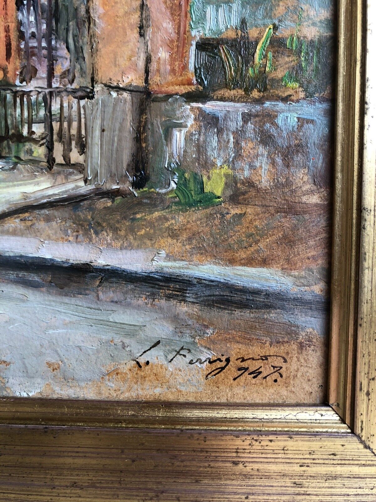 Quadro -Villa- dipinto a olio su cartoncino