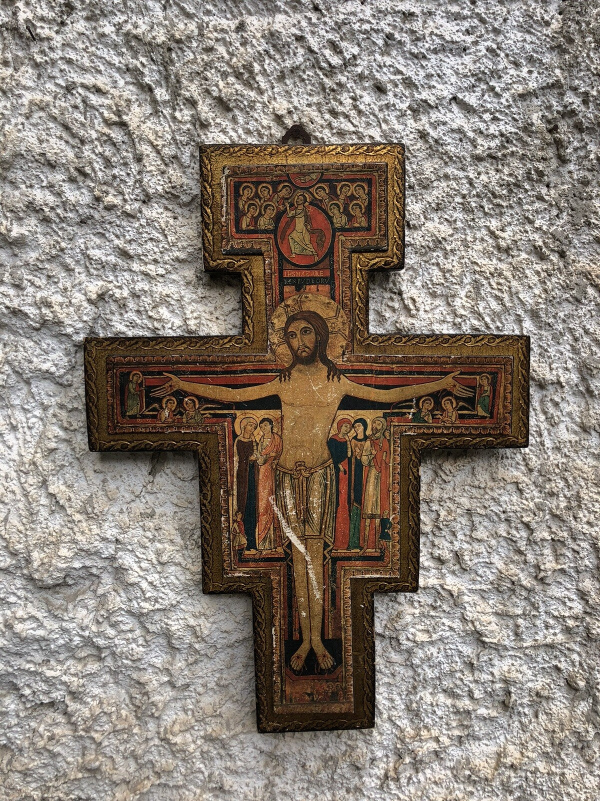 Croce Crocifisso Vintage In Legno Stile Fiorentino