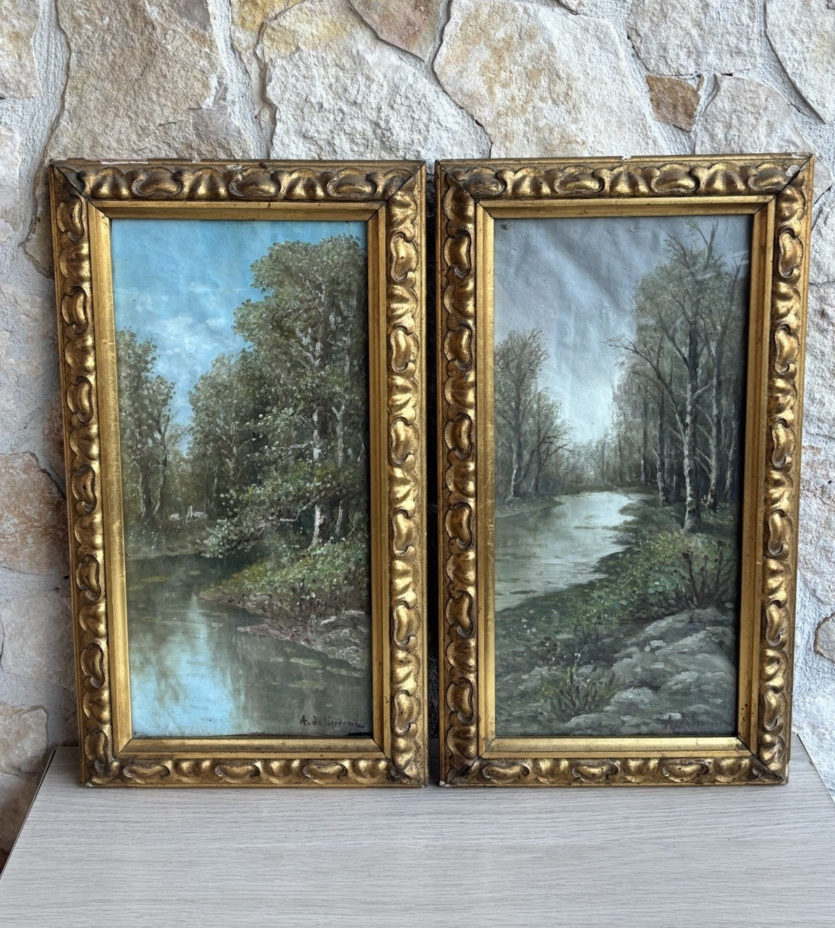 Coppia di quadri antichi -Paesaggi- dipinti a olio