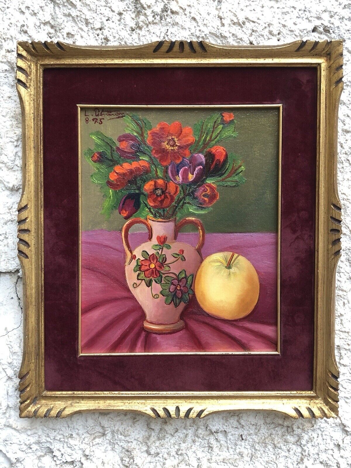 Quadro vintage -Vaso Con Fiori- dipinto a olio