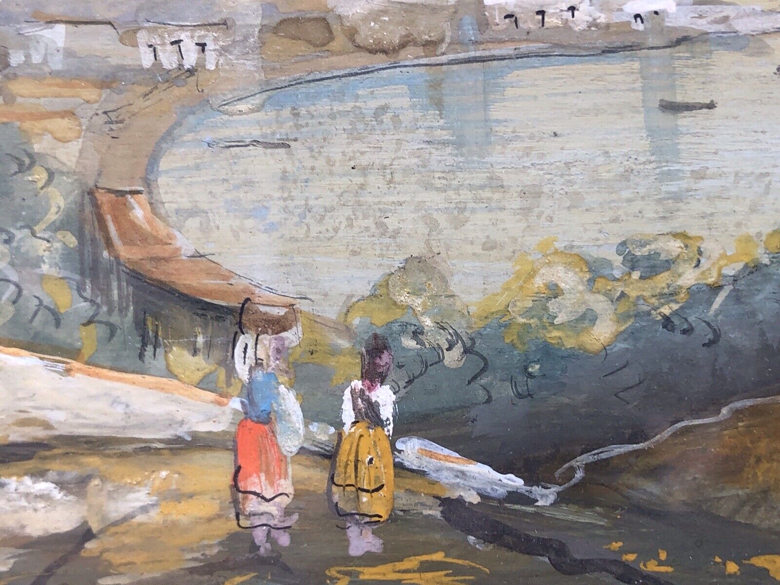 Quadro antico Gouache -Napoli- dipinto su carta