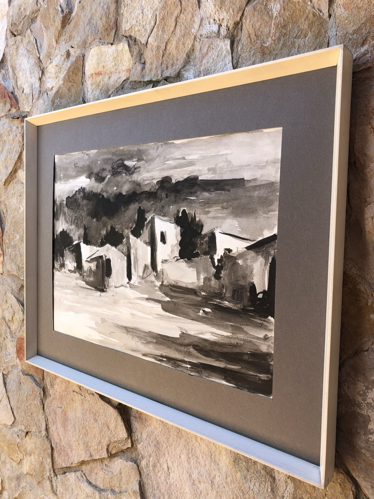 Quadro -Paesaggio- Antonio Bertè realizzato a china su carta