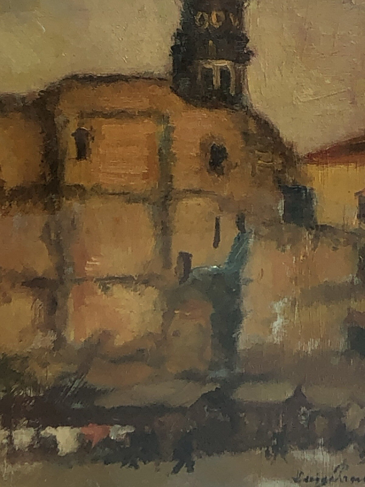 Vecchio Quadro -Nei Pressi Del Campanile- dipinto a olio su tavoletta