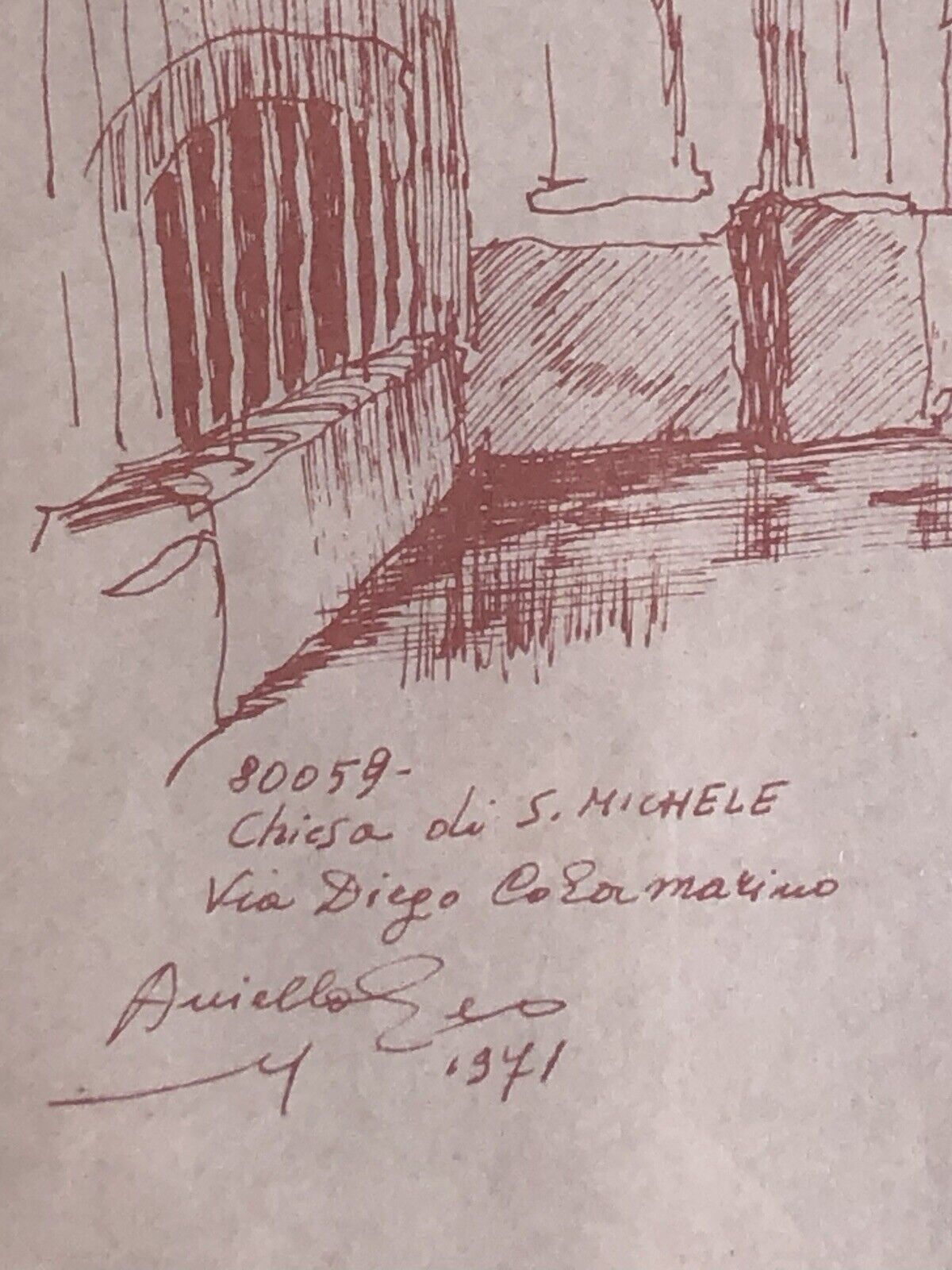 Quadro -Chiesa Di S.Michele- disegno a tecnica mista su carta