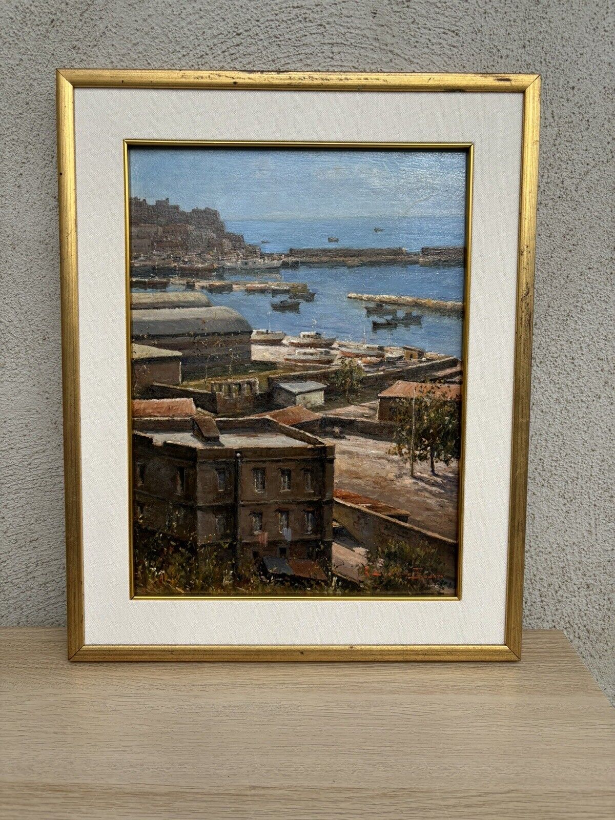 Quadro vintage -Marina Di Pozzuoli- dipinto a olio