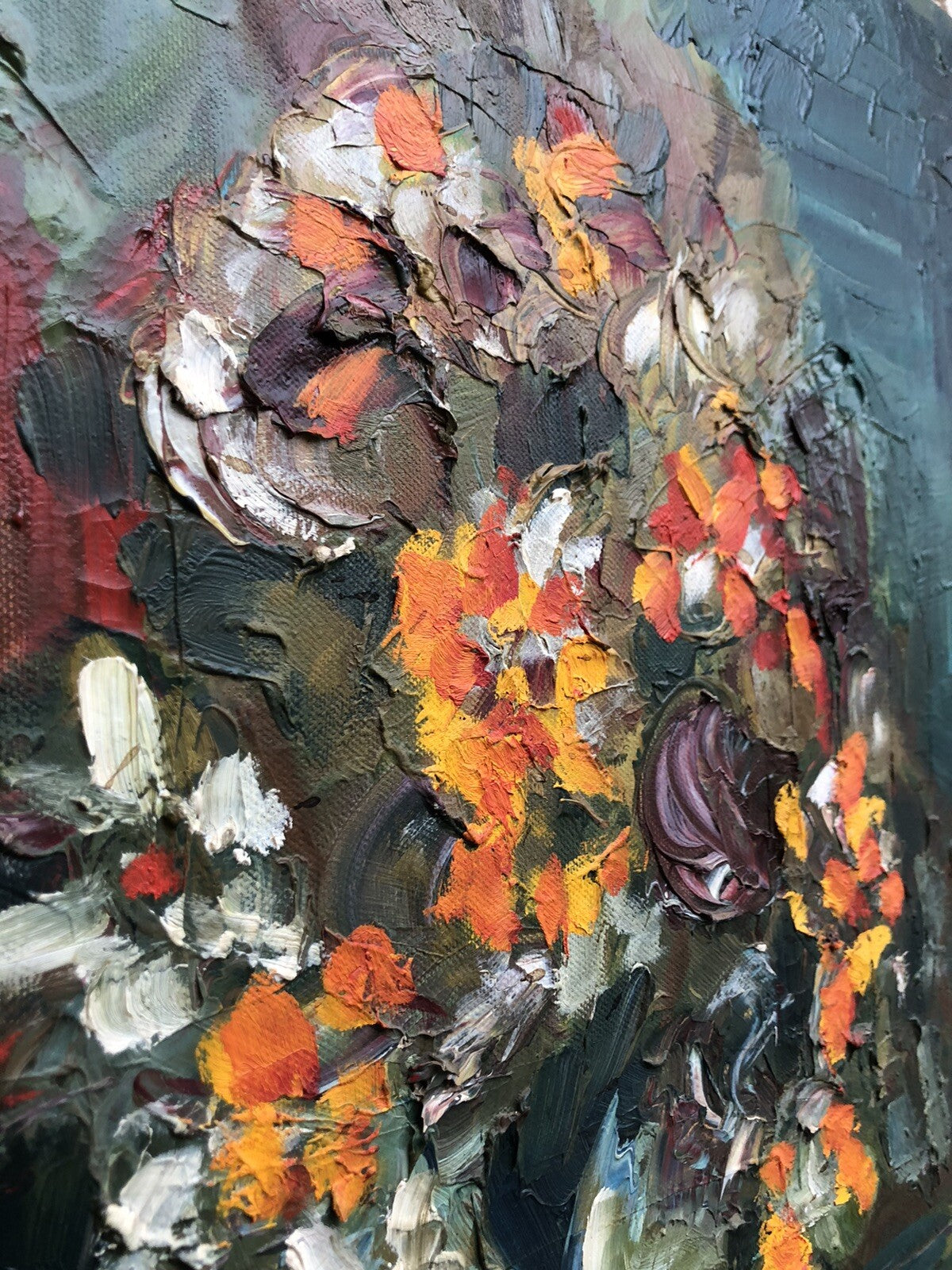Quadro vintage -Vaso Con Fiori- dipinto a olio su tela