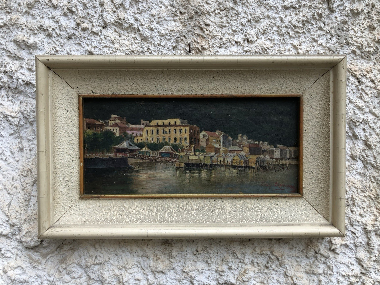 Quadro antico -Lungomare- dipinto a olio su tela