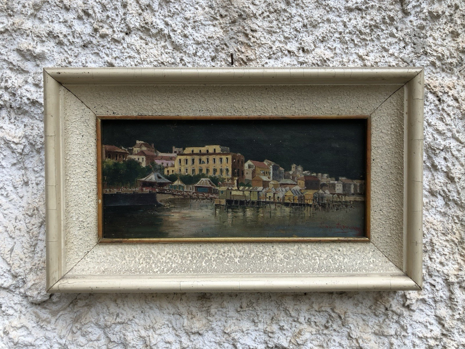 Quadro antico -Lungomare- dipinto a olio su tela