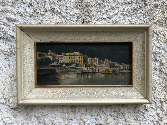 Quadro antico -Lungomare- dipinto a olio su tela
