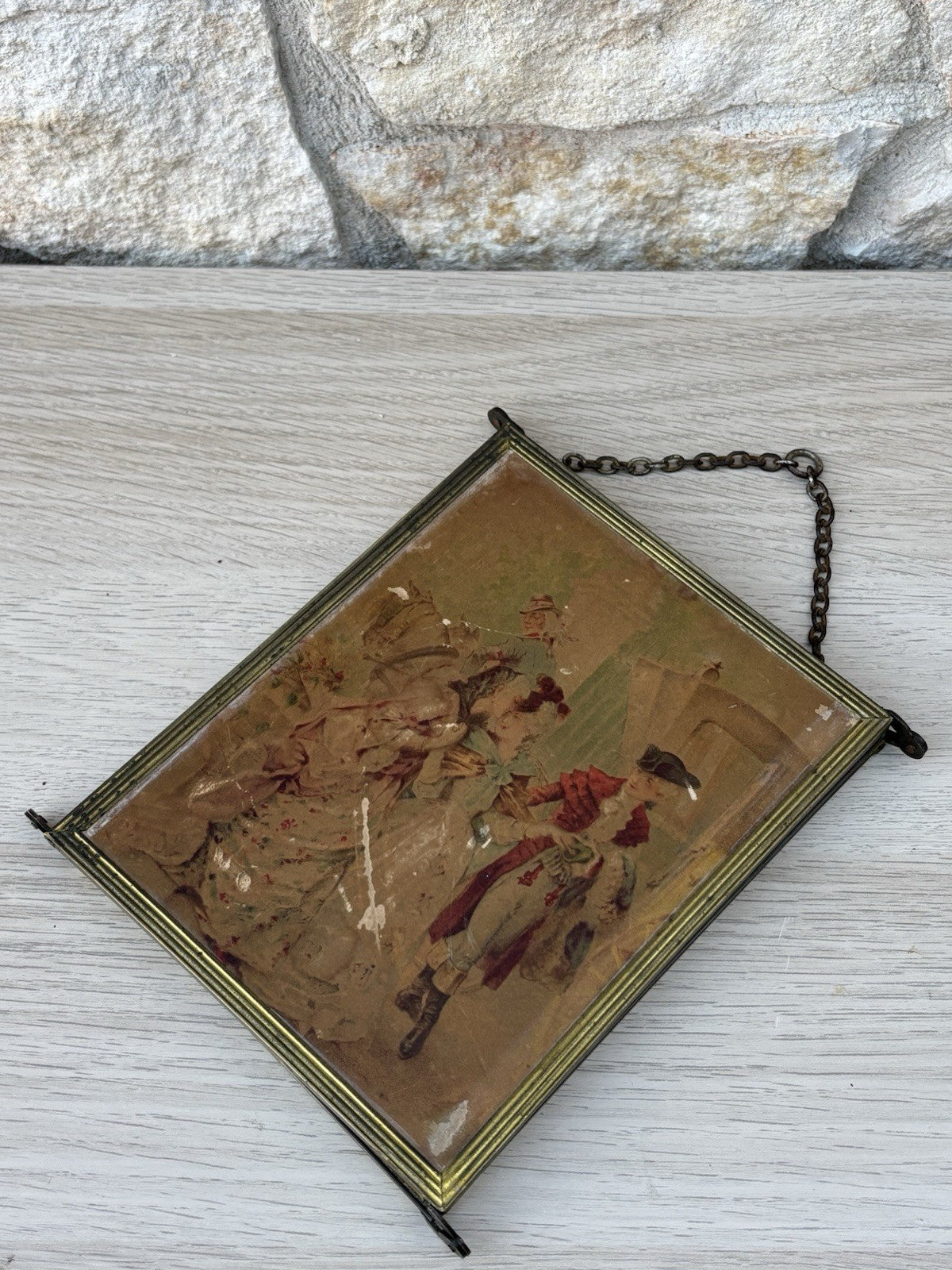 Specchio Trittico Da Barbiere Vintage In Metallo Ottone