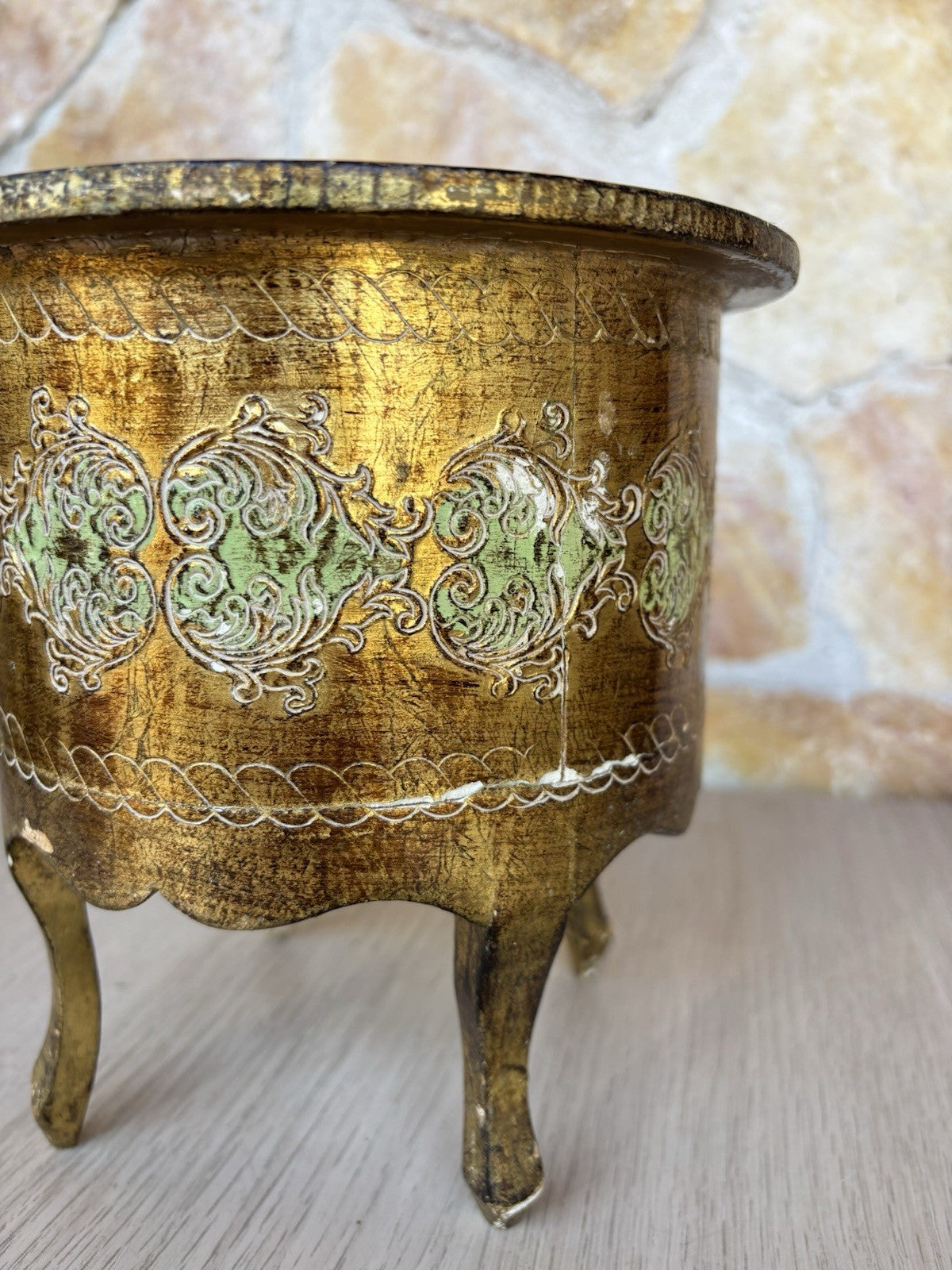 Scatola Portagioie Vintage In Legno Stile Fiorentino