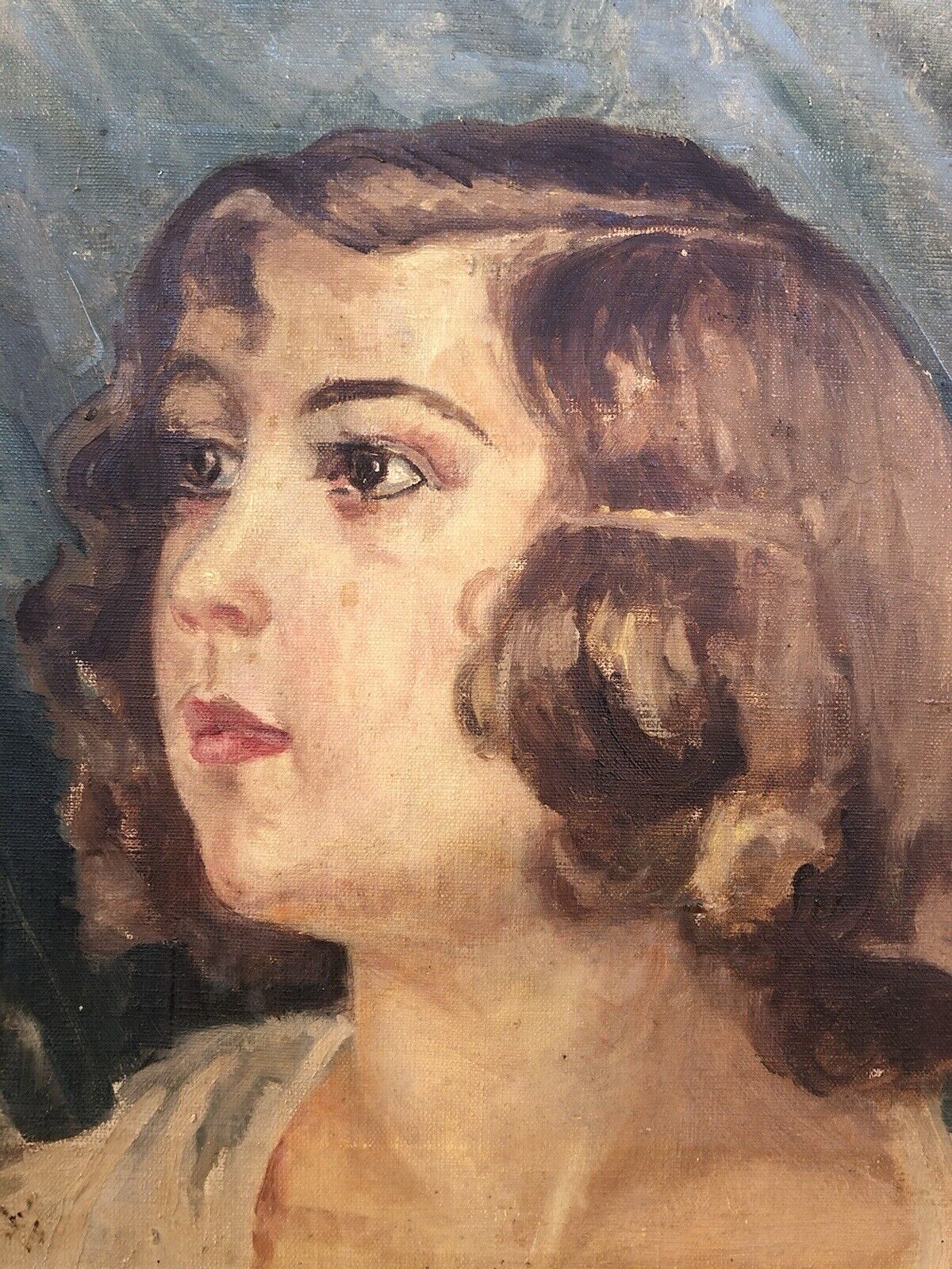 Quadro antico -Profilo Donna- dipinto a olio su tela