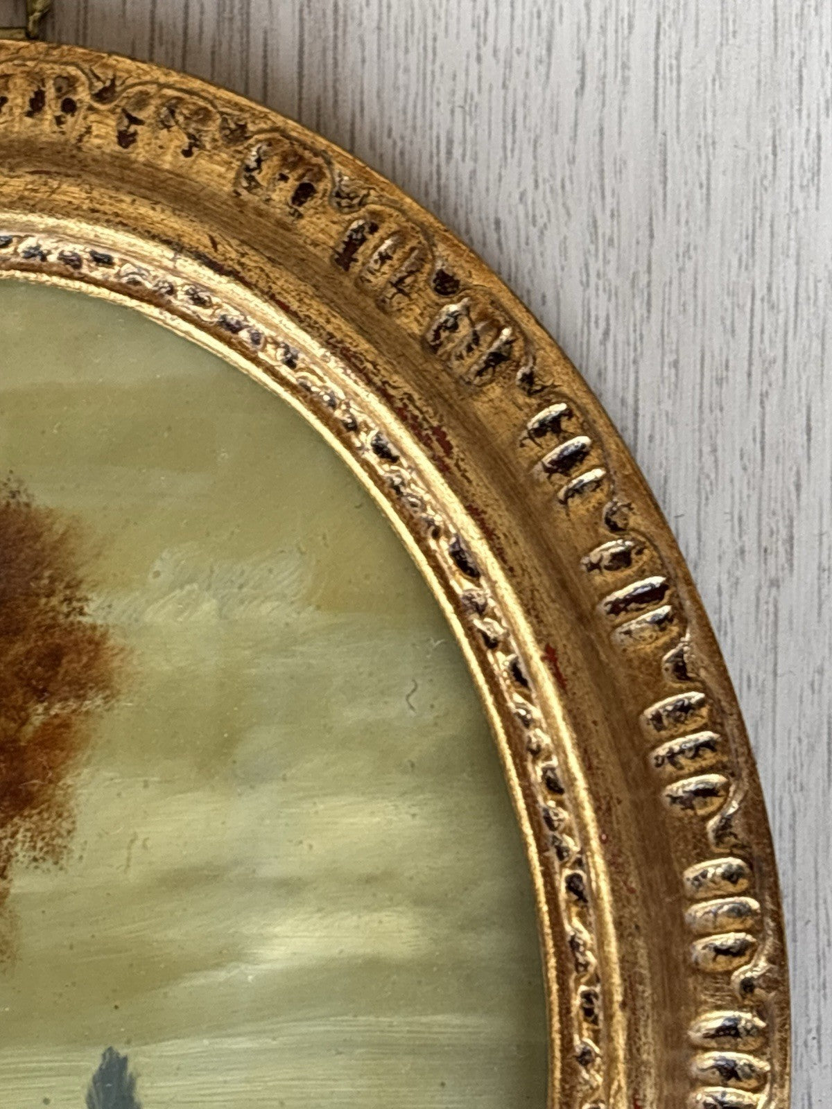 Quadro Vintage, Paesaggio Dipinto A Olio Su Rame