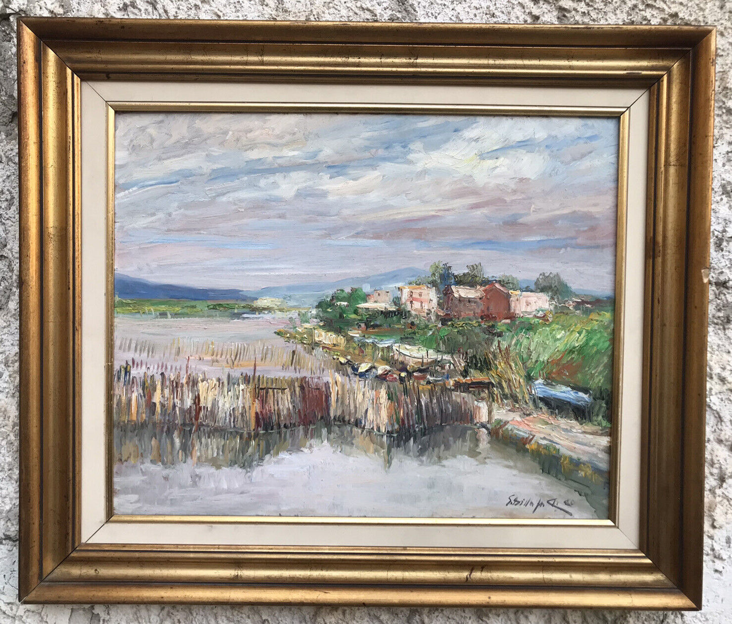 Quadro vintage -Lago Patria- dipinto a olio