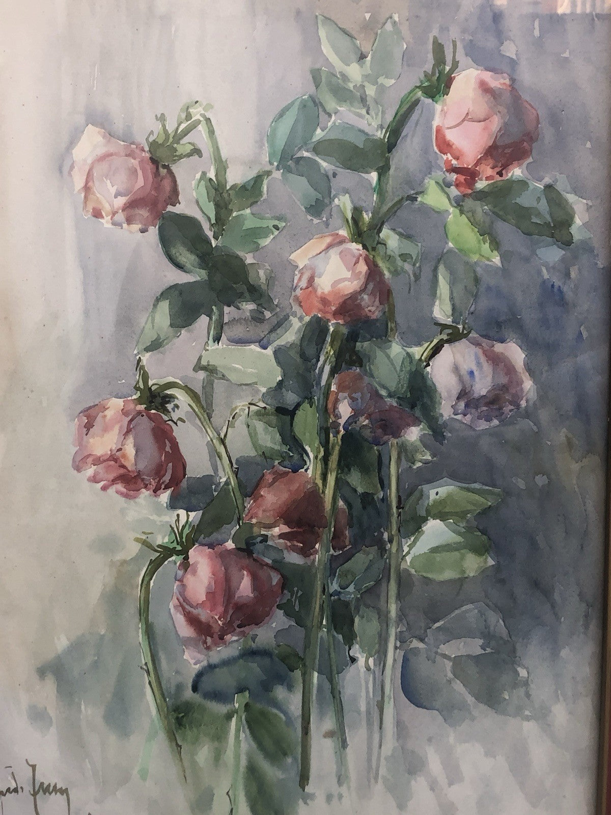 Quadro -Rose Appassite- Antonello Zecca dipinto ad acquerello