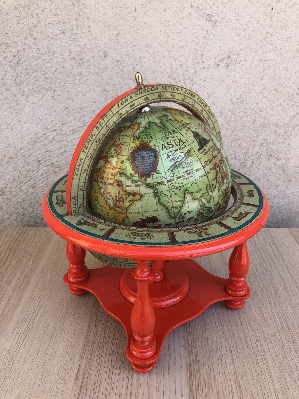 Mappamondo Globo Vintage In Legno
