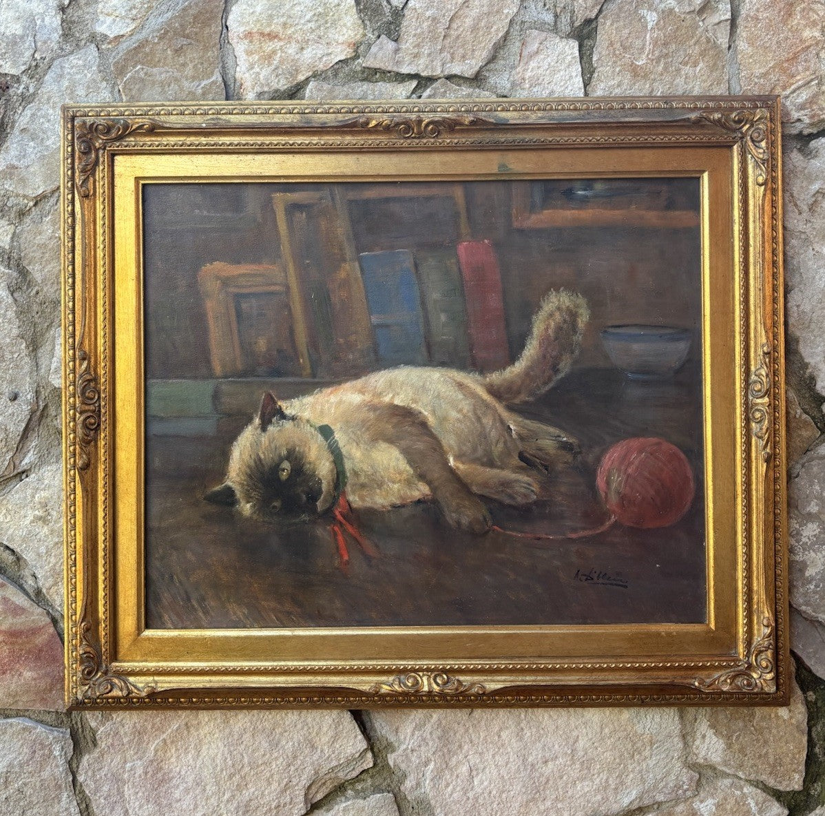 Quadro -Gatto Con Gomitolo- Antonio D’Urso dipinto a olio