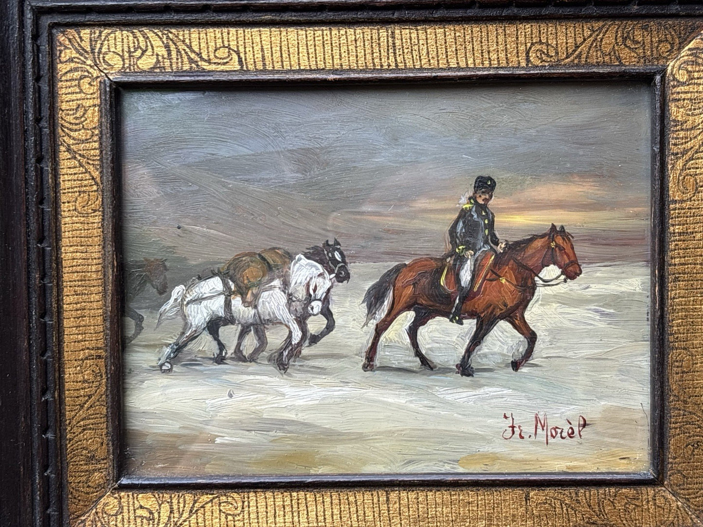 Coppia Di Quadri Vintage, Miniature Dipinte A Olio Su Rame