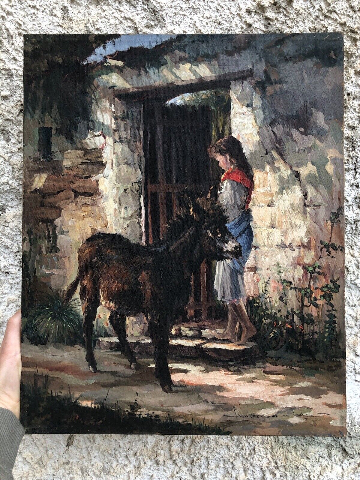 Quadro vintage -Asinello- dipinto a olio su tela